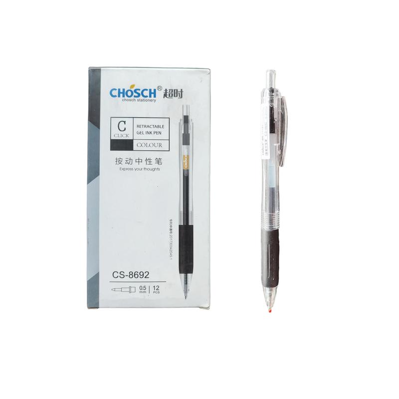 Pulpen Chosch Gel Pen 0.5 mm Warna Hitam Retrek Simple Ergonomis #cs ...