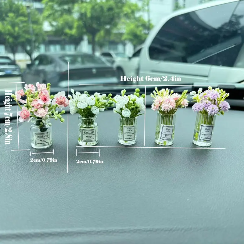 Car Air Outlet Flower Ornament, 1 Count Car Interior Decoration, Mini Flower Car Decoration, Universal Car Center Console Decoration, Gift for Boyfriend, Fiat 500 Accessories 1