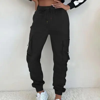 Black khaki joggers womens online