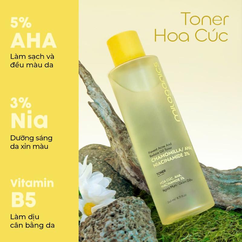 [MUA 2 GIẢM 50%] Toner Hoa Cúc AHA 5% MILAGANICS EHERB - Nước Hoa Hồng Cho Nam Hỗ Trợ Giảm Mụn 1