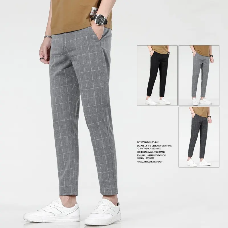 Pants Men's New Summer Casual Trousers Men's Stretch Pants Straight Pants Lightweight Cropped Sports Pants Imitation Suit Pants