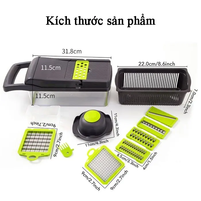 Bộ Dụng Cụ Nạo Rau Củ Quả Đa Năng 14 IN 1 Tiện Dụng, Dụng Cụ Thái Lát Rau củ Kèm Hộp Và Nắp Siêu Tiện Lợi 7