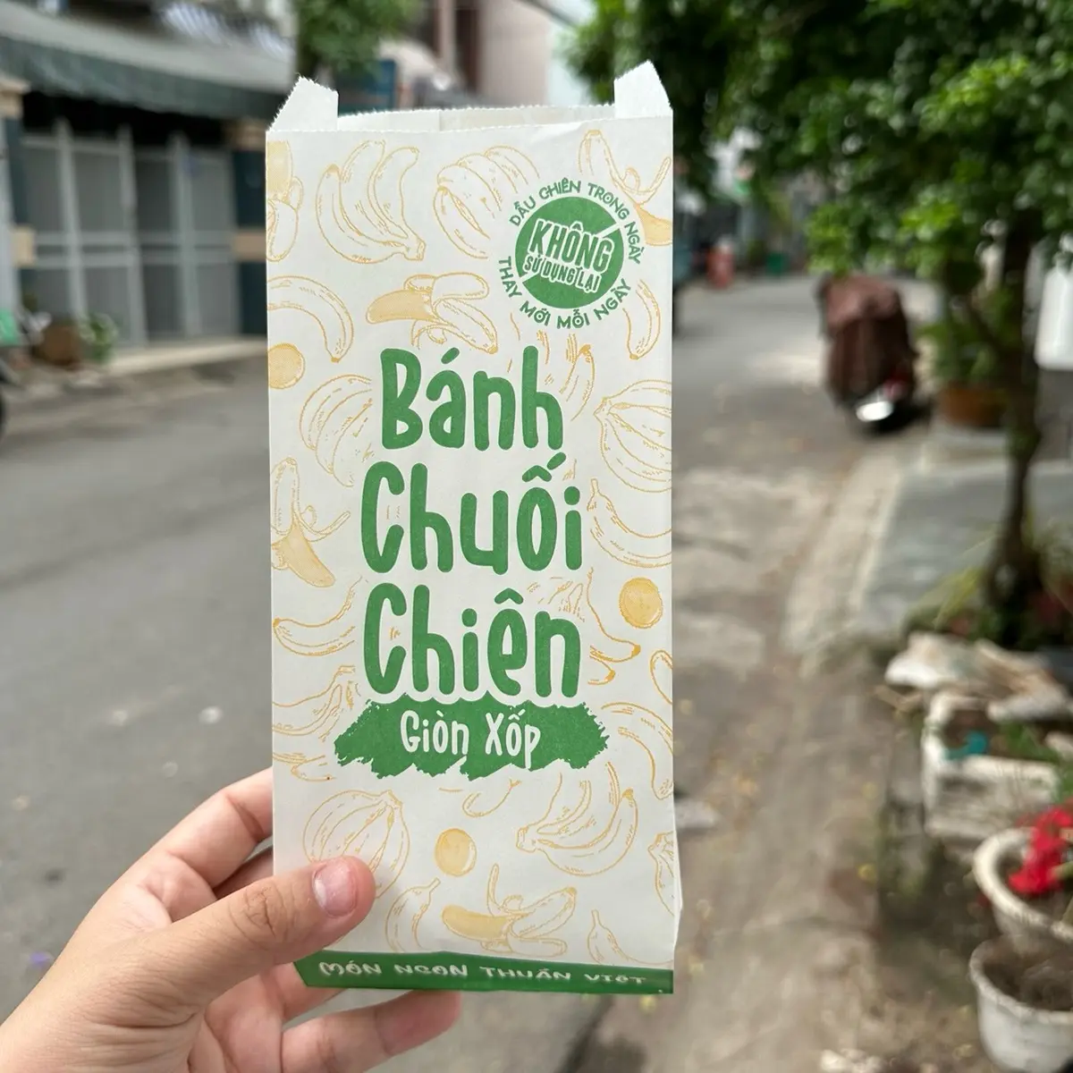 Combo 1000 Túi đựng chuối chiên và khoai chiên màu xanh