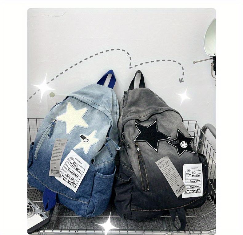 Product Introduction of Vintage Style Tie-Dye Denim Backpack, Large Capacity with Adjustable Straps - Fashion Backpack for School and Commuting 28