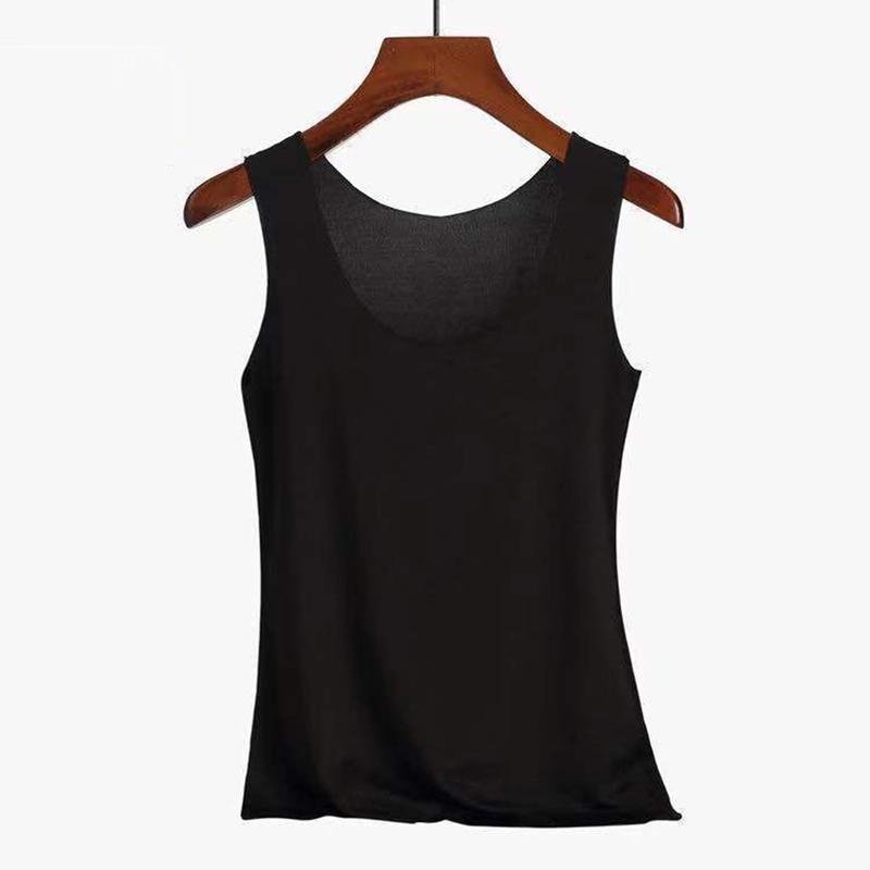 Áo Vest Nữ, Nuietye, Không Đường May, Màu Trơn Cổ Tròn, Không Tay Co Giãn, Mềm Mại Và Thoáng Khí, Thích Hợp Cho Mùa Hè, Áo Hai Dây Mặc Trong, Áo Ba Lỗ, Áo Thể Thao Nữ 7