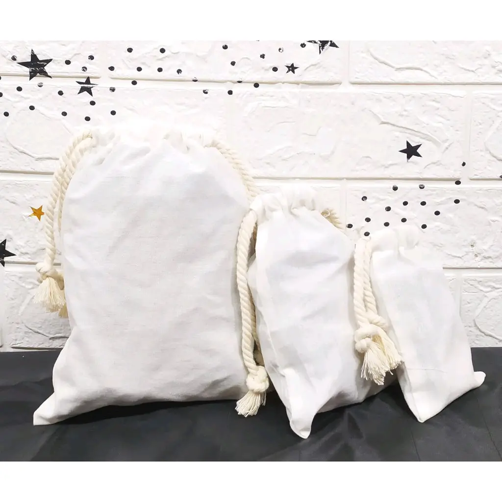 Pouch Serut Blacu Tebal Polos Murah Tas Kosmetik Travel Travelling Souvenir Hampers