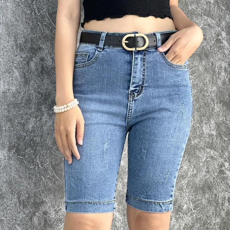 Quần Jean Nữ AKJ N32 Ngố Form Ngắn Lưng Cao Co Giãn