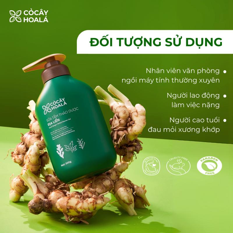 Sữa Tắm Thảo Dược Địa Liền Cỏ Cây Hoa Lá, Hương Thơm Tỉnh Thức Mọi Giác Quan 500g - Tặng Túi Dầu Gội Gừng Sả 30g 2