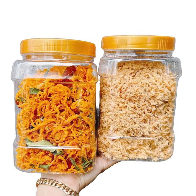 Combo 1KG Khô gà lá chanh, chà bông heo xù hủ 500gr đồ ăn vặt haovosnack Thức Ăn Food chabong
