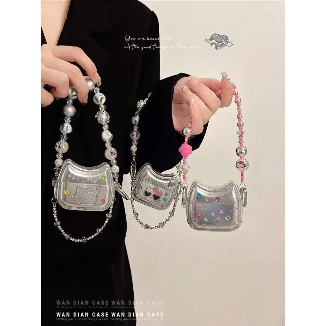 Hellokitty - vỏ bảo vệ dây chuyền hình túi, thích hợp cho AirPods, ba thế hệ, Pro2, Apple, Bluetooth không dây