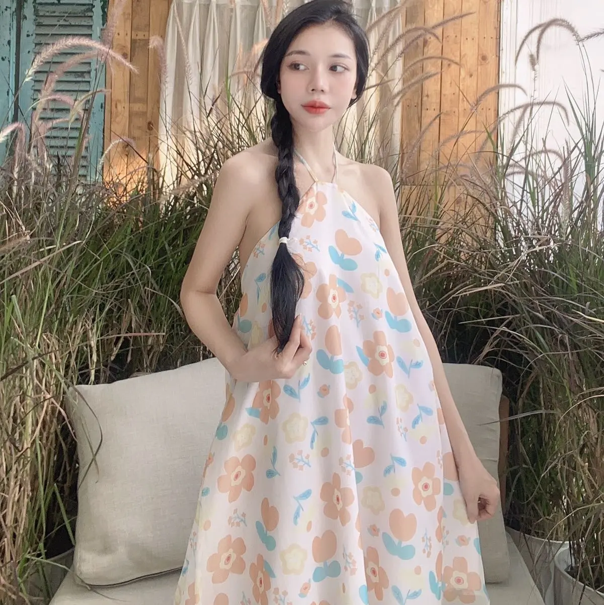 Đầm yếm hoa nữ (TẶNG KÈM MIẾNG DÁN )