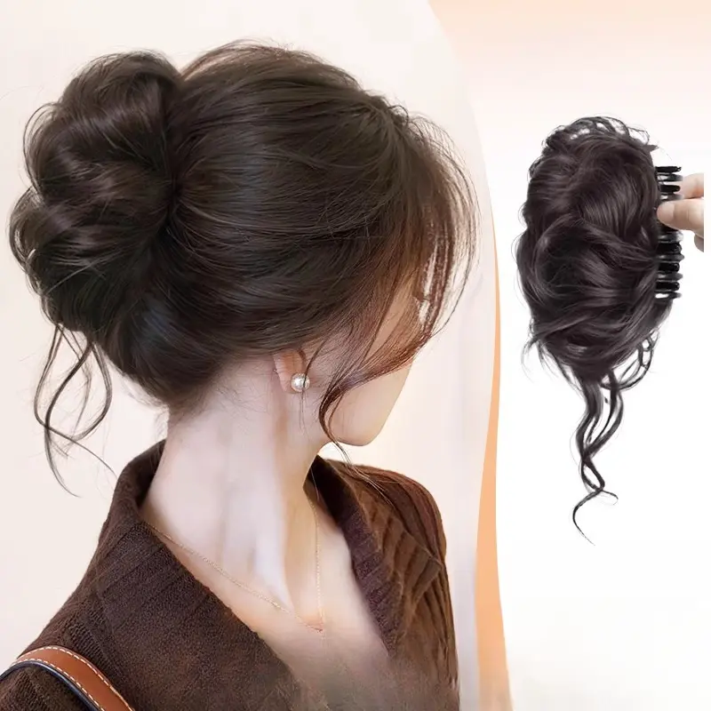 Tóc Giả Kẹp Tóc Càng Cua, Thiết Kế Đầu Maruko Thanh Lịch, Mô Phỏng Nụ Hoa Người Lười Biếng, Tăng độ phồng tóc, Kiểu Túi Tóc Giả