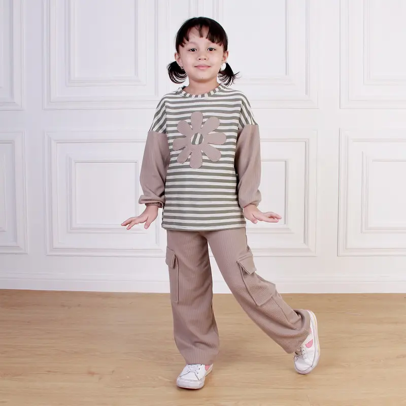 Dungdungkids Setelan Anak Shidqia Caramel Knitt Bunga 3 - 12 Tahun 6