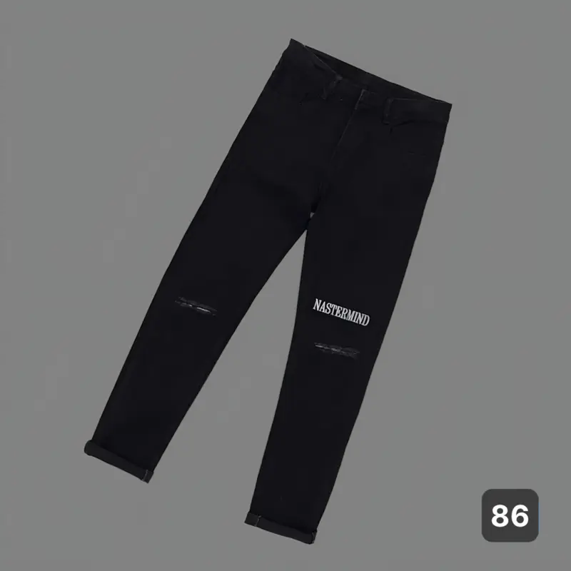 Quần jeans nam 69 rách gối màu xanh rêu, chất liệu bò co giãn thời trang cao cấp NấmStore form skinny mới Menswear Có Túi Pants 3