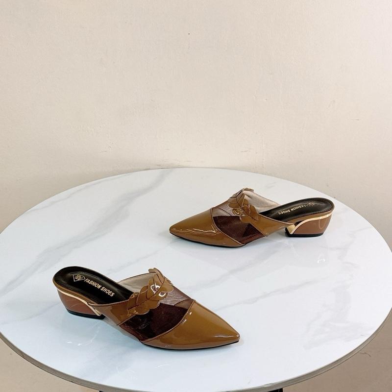 Giày dép trà my - Sục bít mũi pha lưới- cao 3Cm - szie 36-40- phong cách thanh lịch,đơn giản 2