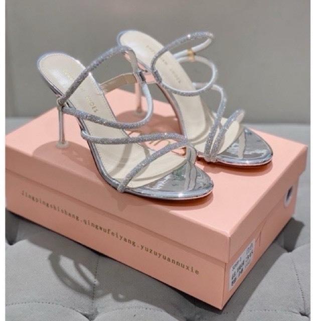  Dép cao gót xinh có dây xoàn đẹp gót nhọn 9phân tôn dáng Nữ Sandal Shoes GiàY 