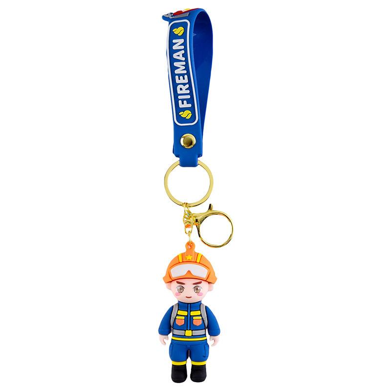 Product Introduction of Firefighter Keychain Cute Bag Pendant Army Day Cartoon Car Keychain Tribute Festival Small Gift 8