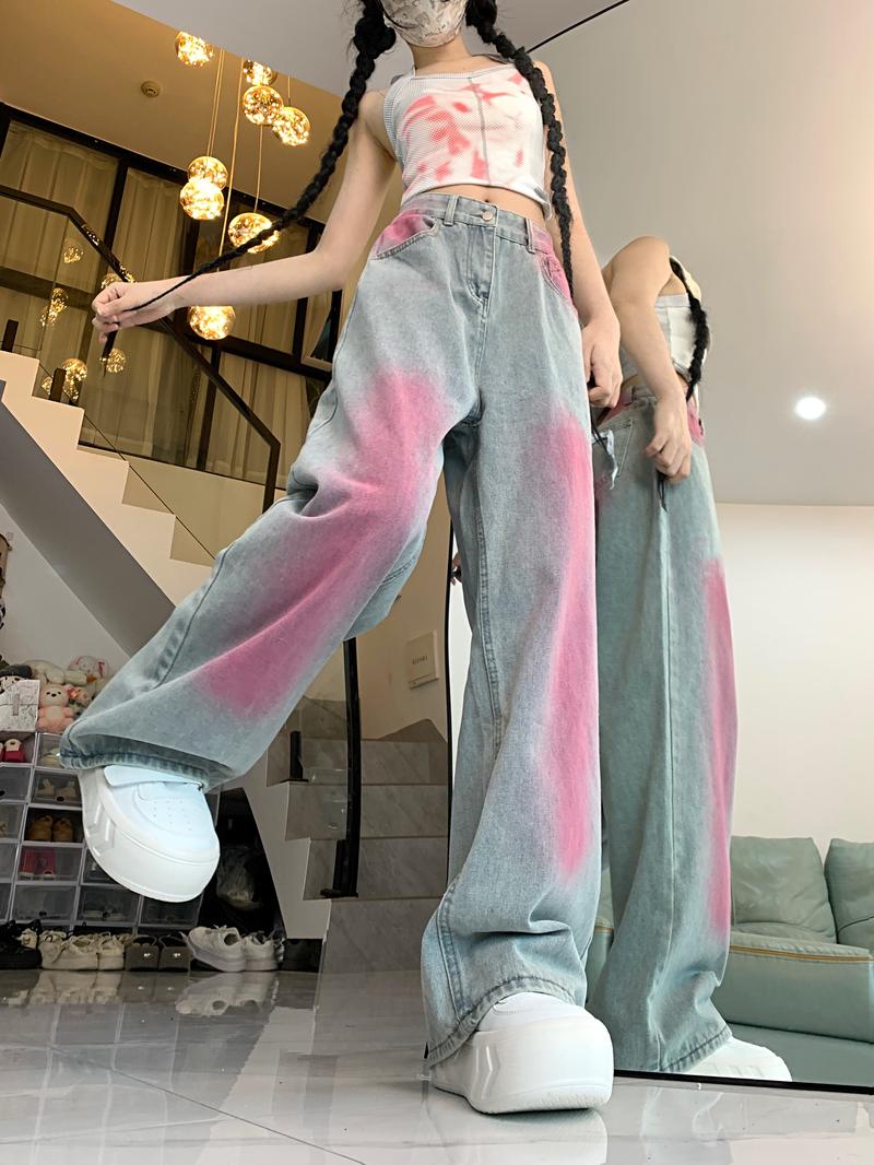 Product Introduction of Real shot!! Women's Jeans Summer Niche Design Retro Loose Slimming Versatile Floor-Length Pants 7