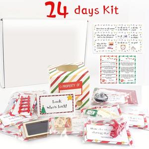 24 Days Of Elf Arrival Kit, 1 Box Christmas Countdown Kit with Jokes & Surprises, Festive Decor for Home Office, Elf Ideas Christmas Gift,  Secret Santa Gift Men
