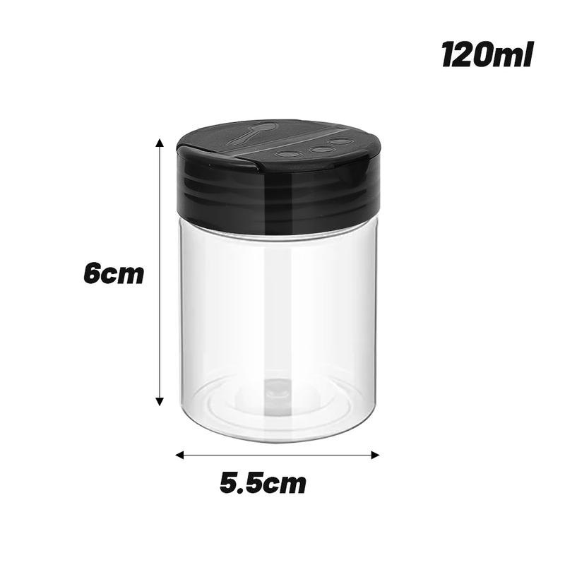 Product Introduction of 1-5Pcs Spice Jars With Shaker Lids Plastic Clear Seasoning Bottle For Herbs Powders Salt Pepper BBQ Condiment Box Kitchen Tools 16