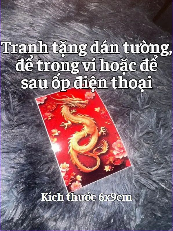 [TRANH DÁN TƯỜNG TẶNG] Tranh dán kích thước 6x9cm RỒNG VÀNG TÀI LỘC, IN 5D sáng bóng tạo chiều sâu 2