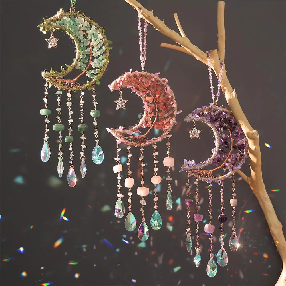 Sun Catcher, 1 Count Colorful Moon & Star Design Hanging Ornament, Hanging Decor for Home Living Room Bedroom, Home Decor