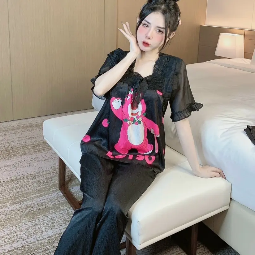 Bo lụa xước quần dài Nữ Women Quần Ngủ