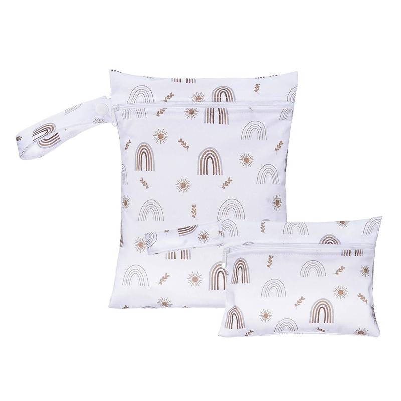 Product Introduction of 2Pcs Cloth Diaper Wet Dry Bags Waterproof Reusable with Zippered Nappy Bag  for Travel, Beach, Stroller, Diapers, 22