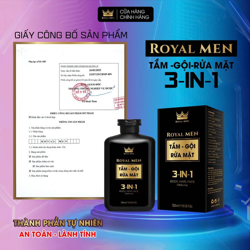 Product Introduction of COMBO 5 MÓN QUÀ TẶNG 2 DẦU GỘI -SỮA TẮM  + 3  NƯỚC HOA CAO CẤP THƠM LÂU  ROYAL MEN Lăn Khử 9