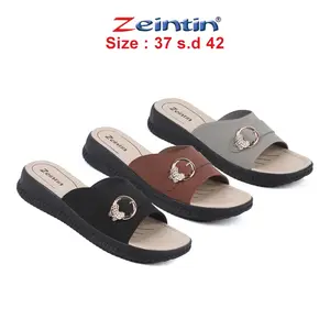 Zeintin - Sandal Wanita Sandal Selop Wedges Bahan Kulit Sintetis - HP