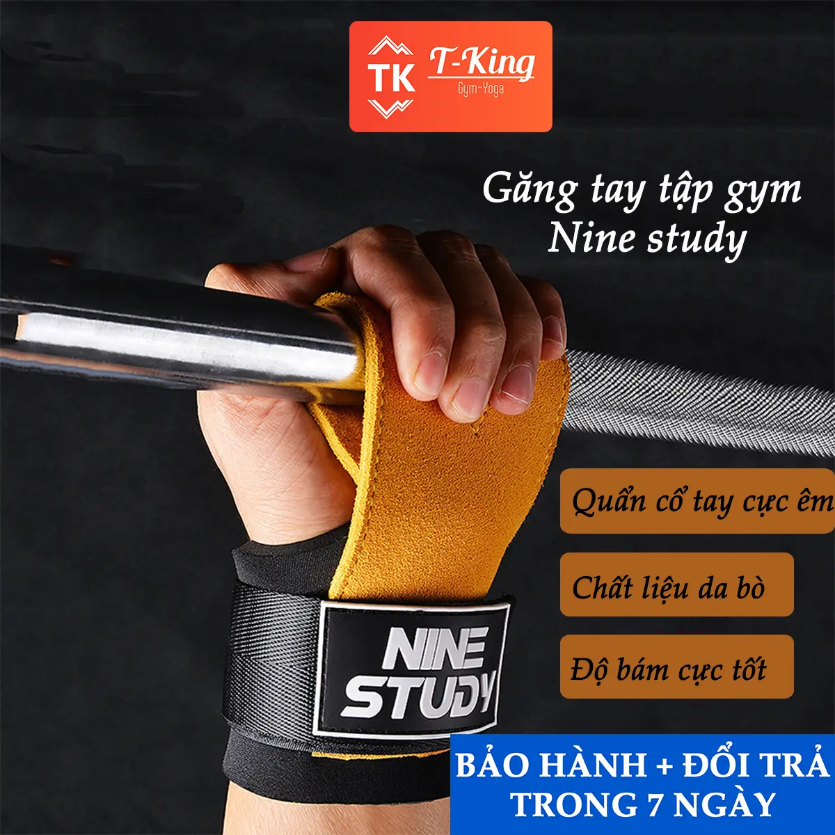 (1 đôi)Găng Tay Tập GYM, Dây kéo lưng Lifting Straps Nine Study đa năng hỗ trợ tập Gym, Deadlift, lên xà, nâng tạ
