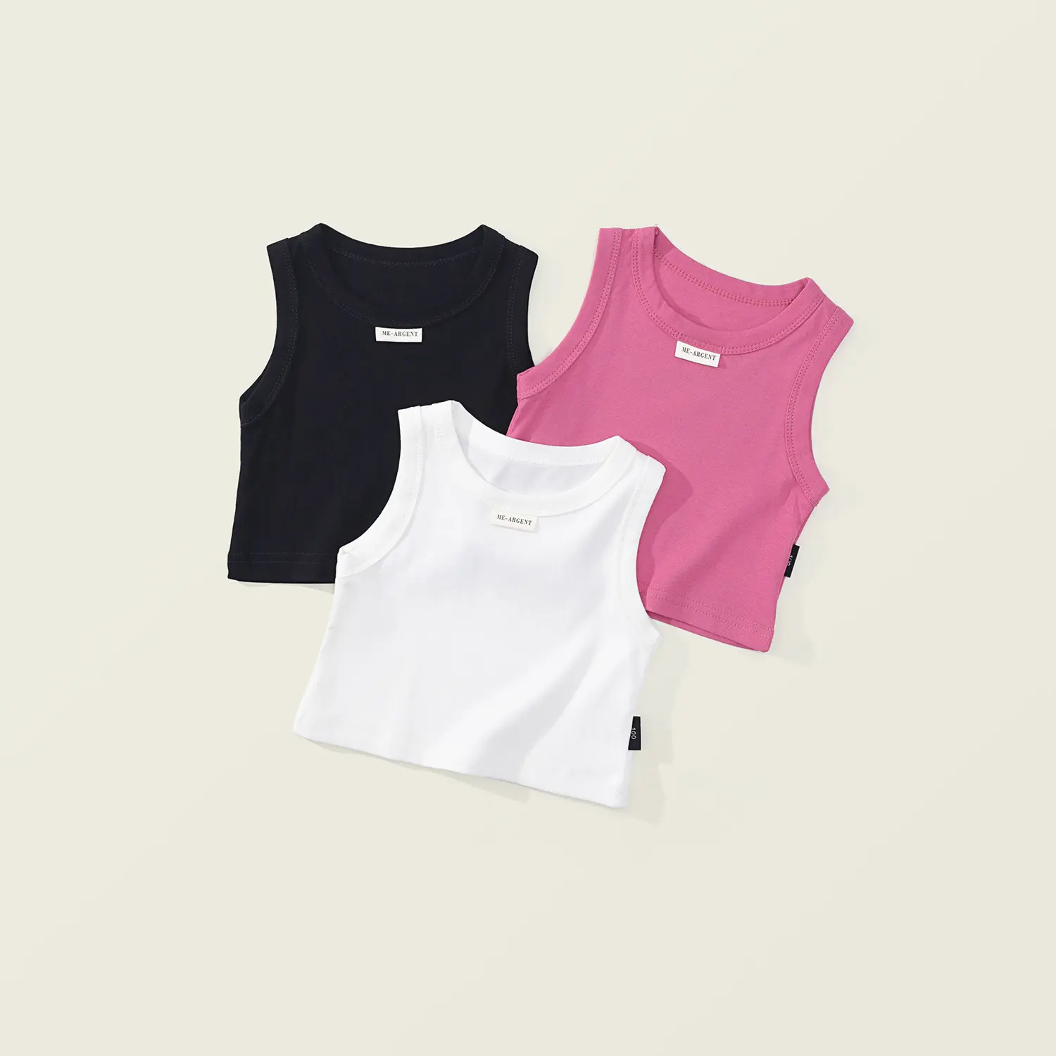 Young and Little Girls 1 Sleeveless Vest Summer New Children round Neck Bottoming Shirt Korean Style Knitted Top sando  girl