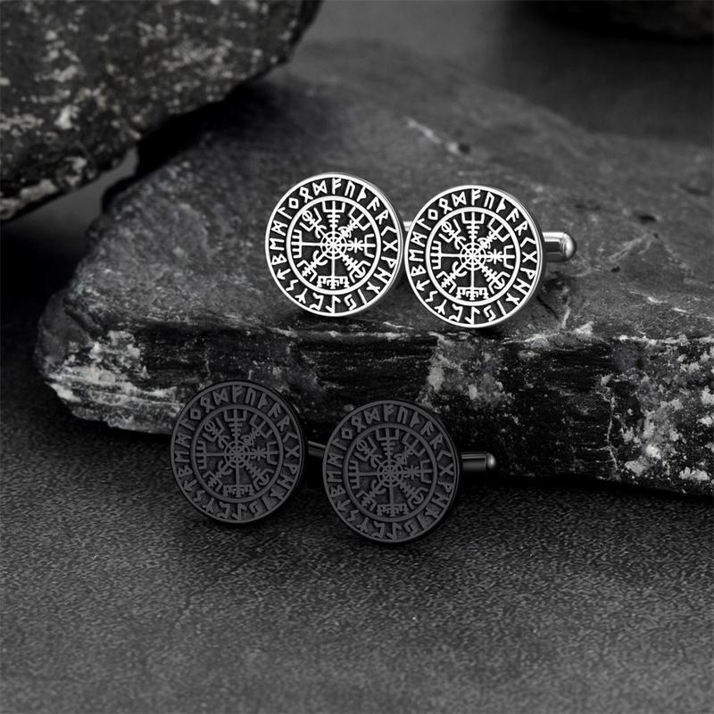 FaithHeart Viking Rune Compass Cufflinks Stainless Steel 4