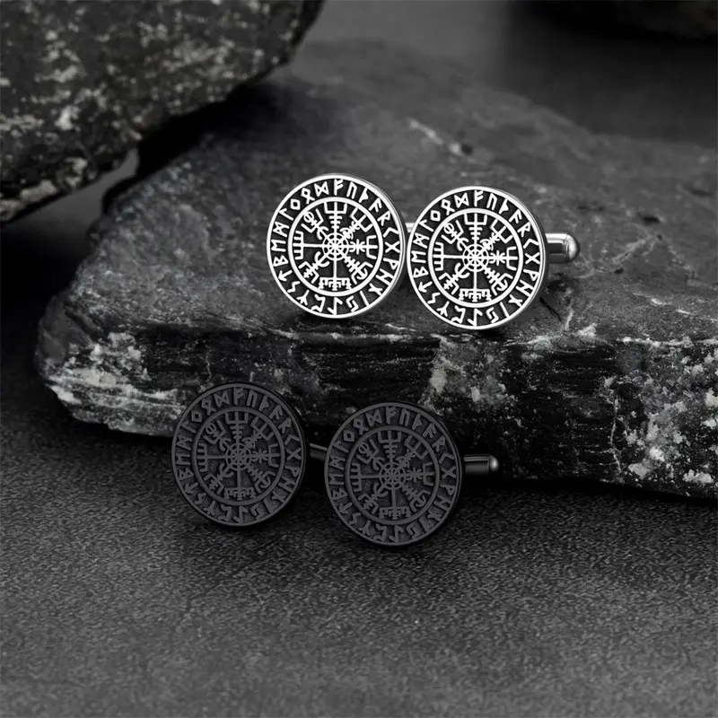 FaithHeart Viking Rune Compass Cufflinks Stainless Steel 4