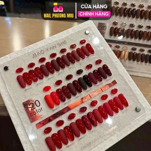 Set Sơn Đỏ Jiao Yan She 20 Màu Đủ Tông Màu Nhũ, Mắt Mèo, Sơn Gel Thạch Đậm Mướt Tặng Kèm Bảng Màu Chính Hãng Nữ