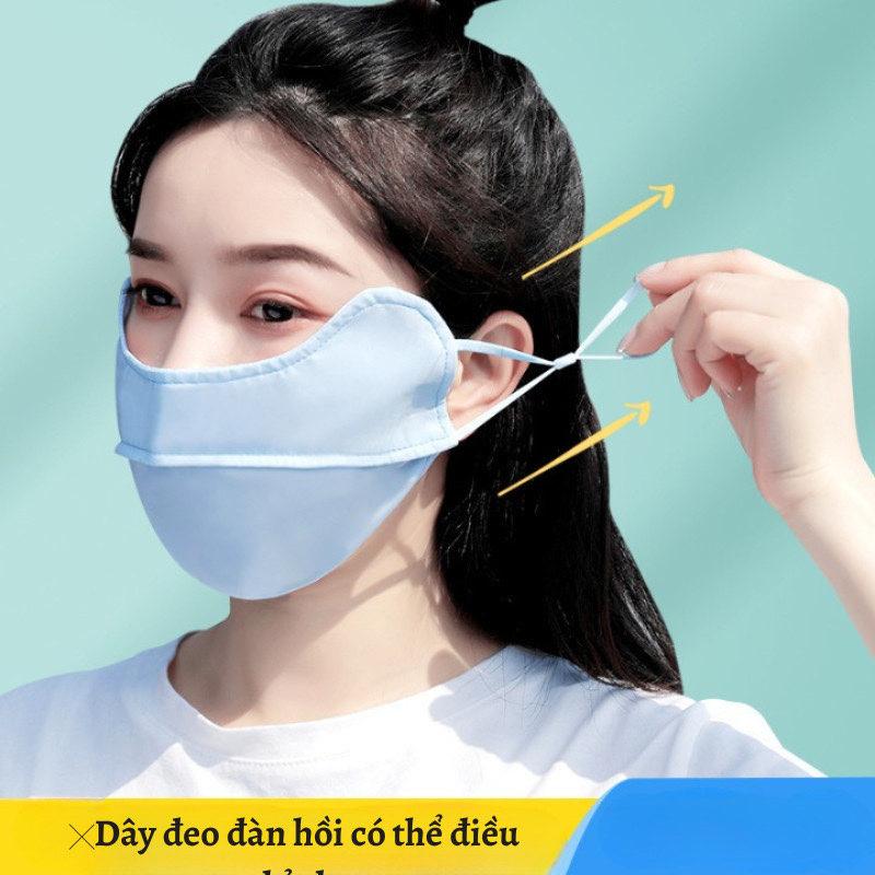 Khẩu trang chống nắng chống tia UV chất lụa băng mềm mịn mát thông thoáng 2