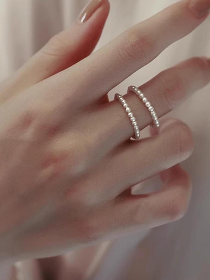 Product Introduction of 2pcs/set Women's Elegant Faux Pearl Decorated Stackable Rings for Gift, Fashion Gorgeous Chic Accessories for Party, Daily Clothing Decor for Girl 13