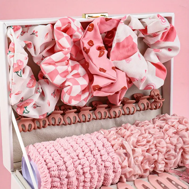 144-piece Bohemian Style Women's Hair Accessories Set - Includes Large Fabric Hair Ties and Clips, Suitable for Daily Wear and Gift Giving, Shower and Makeup Essentials, Cute, Multifunctional, Sweet 7