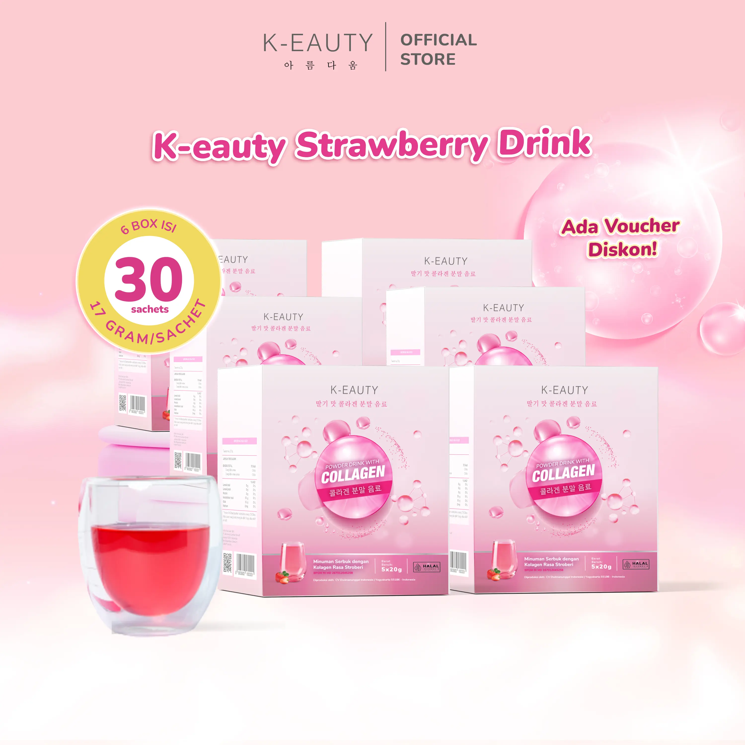 K-EAUTY Collagen Drink | Paket Bulanan | Minuman Kolagen Pencerah Kulit
