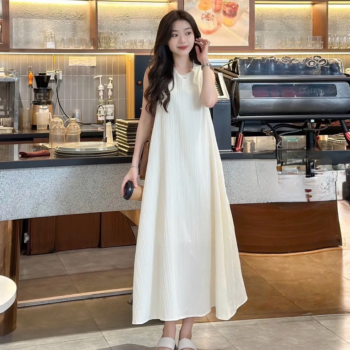 Váy maxi đũi gân 2 lớp dáng rộng fom chư A cho nữ - bigsize  - shopgaoxinh Women vaytet vay sang tiệc