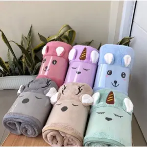 Handuk mandi kuping microfiber timbul anak bayi 50x100cm daya serap tinggi dan lembut tahan sobek blue