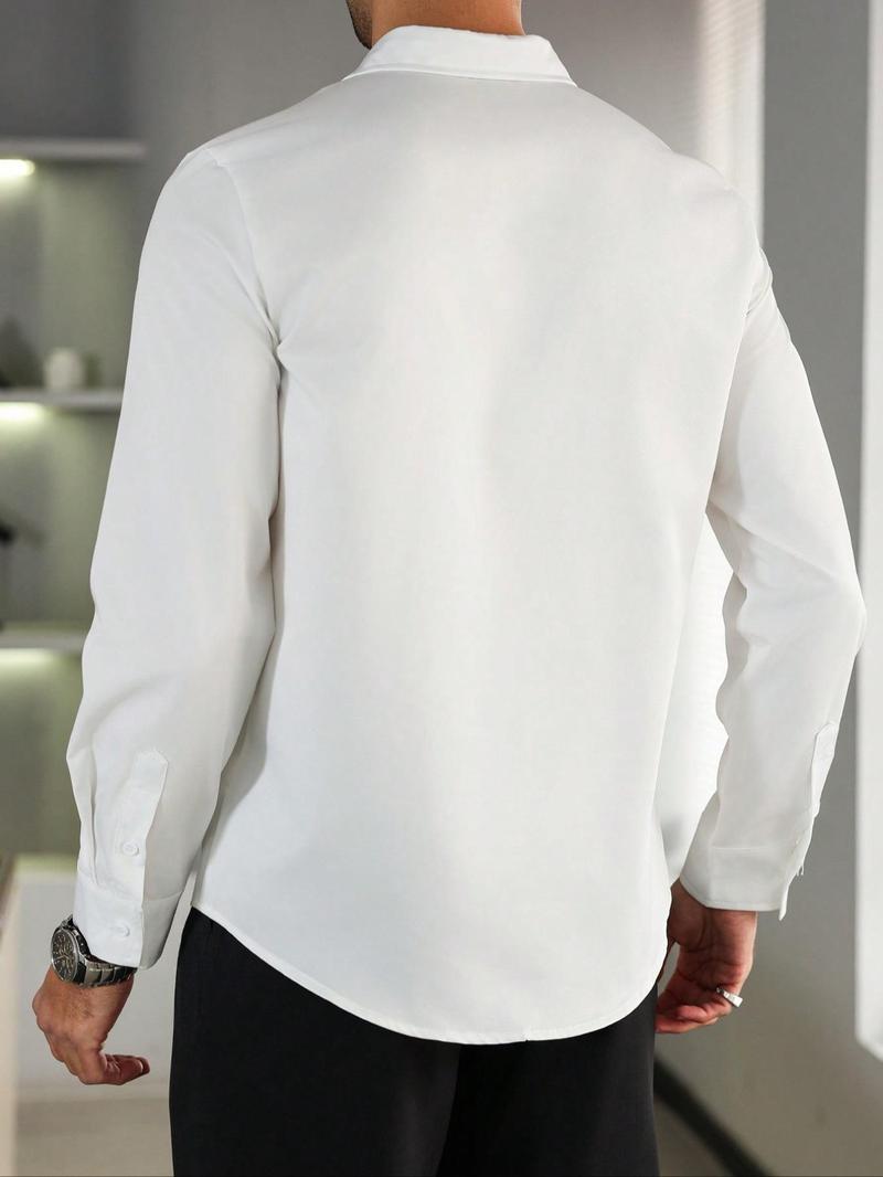 Product Introduction of Men's Solid Color Long Sleeve Dress Shirt, Classic Business Comfy Shirts for Work Office, Men's Top for All Seasons 2