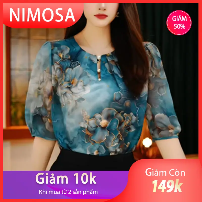 NIMOSA - Áo Lụa Tay Lửng.Áo Thiết Đi Chơi Đi Làm Cho Trung Niên U30 U40 Nữ Top