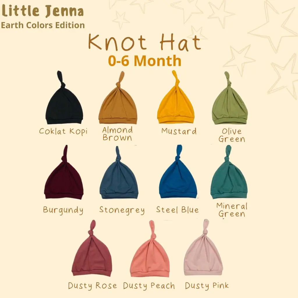Little Jenna - Knot Hat new born baby earthtone topi bayi lucu topi polos earthtone Newborn Laki Laki Perempuan New color Polos Blue
