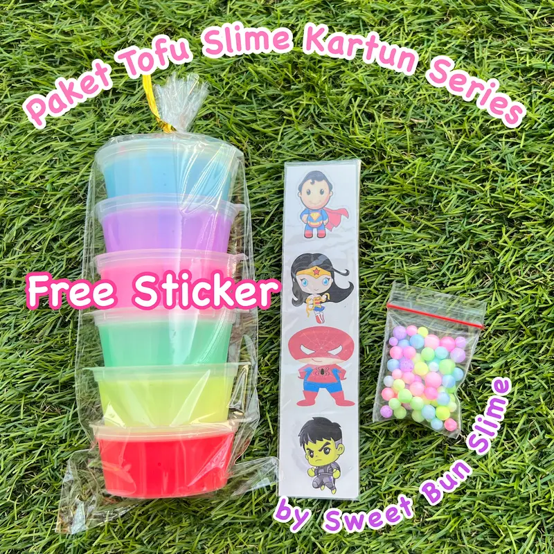 Paket tofu slime isi 6 wangi kartun series FREE sticker 4