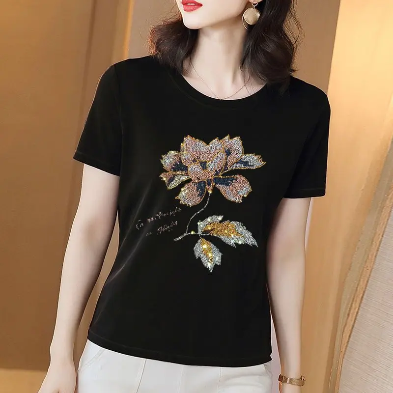 Áo Sơ Mi ngắn Tay Ngoại Cỡ Mới, Cỡ Lớn, Cho Mẹ Béo Và Phụ Nữ Trung Niên, Làm Bằng Bông Modal, Áo Sơ Mi Cơ Sở Màu Đen, Thích Hợp Cho Phụ Nữ, Phong Cách Mỏng áo  sơ  mi  hở  vai  hàn  quốc áo  sơ  mi  mỏng  trong  suốt น่ารัก túi áo cánh & áo sơ mi aothun đ