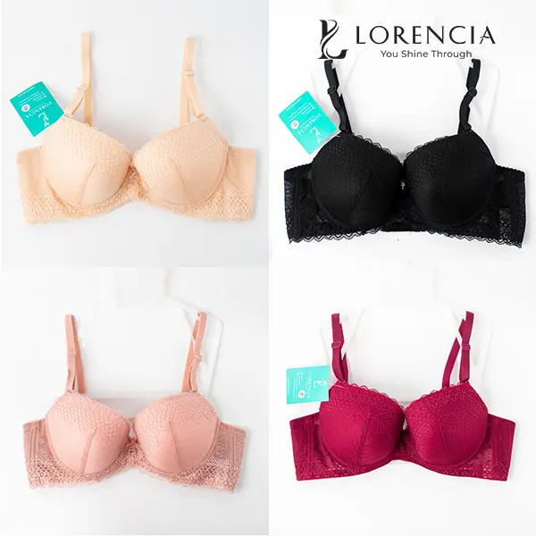 Lorencia áo ngực chất liệu ren cực kì thoáng mát mang đến cảm giác vô cùng dễ chịu, thanh lịch và không kém phần cún hút dành riêng cho phái nữ (tặng kèm móc treo chuyên dụng và hộp quà) TK-216 Kem Women Voi Bra Nhung Sen
