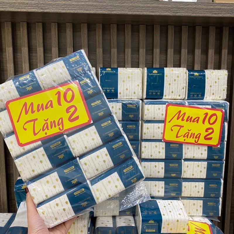 [Mua 10 tặng 2] bịch 12 gói Khăn giấy rút Vietnam Airlines màu trắng 3 lớp mềm mịn siêu dai (300 tờ) - hàng loại 1 Giấy Vệ Sinh
