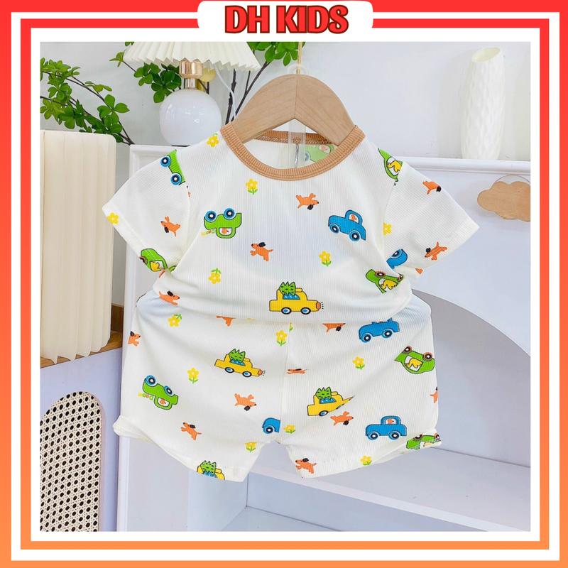 [B01] Combo 5 bộ quần áo cộc tay nhiều họa tiết dễ thương chất thun tăm mát lạnh cho bé trai - bé gái - DH KIDS