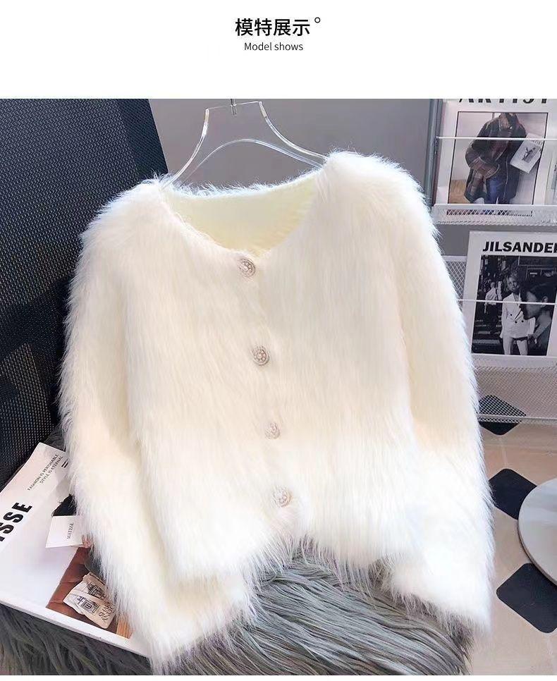 Product Introduction of Áo Khoác Len Cardigan Dệt Kim, Len Giống Lông Chồn, Dành Cho Nữ, Quần Áo Mùa Thu Và Mùa Đông, Dày Dặn, Hàng Mới Về, Ngắn, Ngắn, Mềm Mại Và Nếp, Sản Phẩm Châu Âu Phổ Biến Năm 2025 4